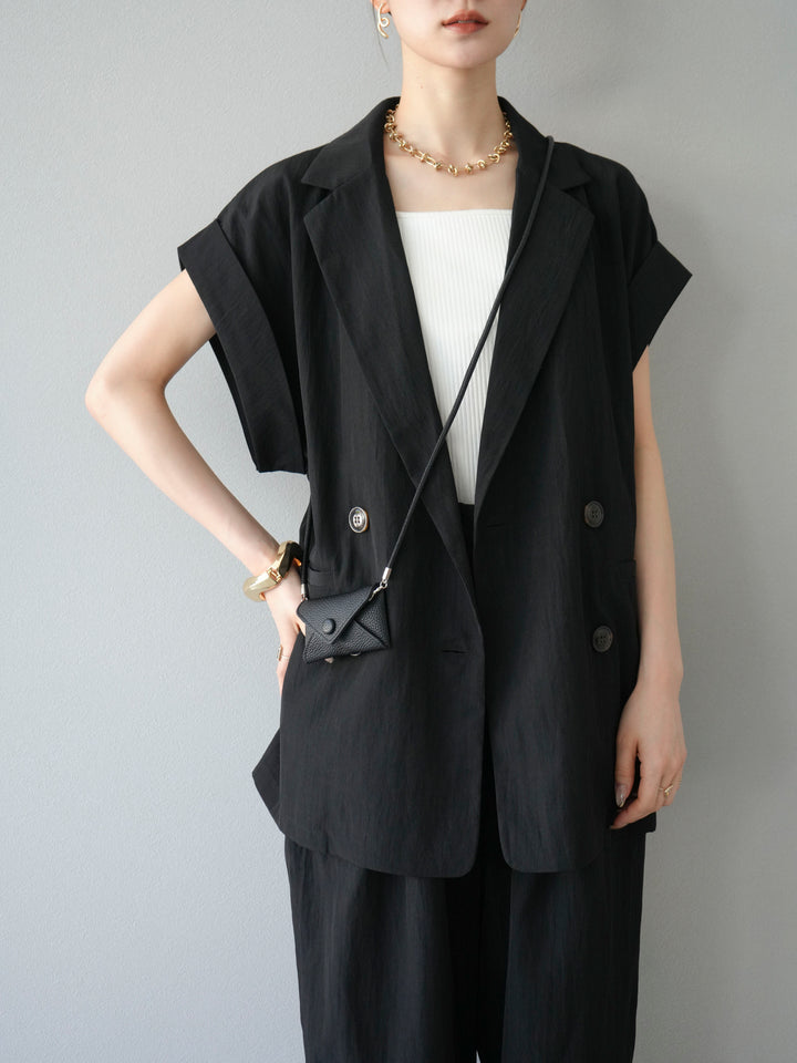 [SET]リネンライクノースリーブダブルジレ+リネンライクノースリーブダブルジレ(2set)