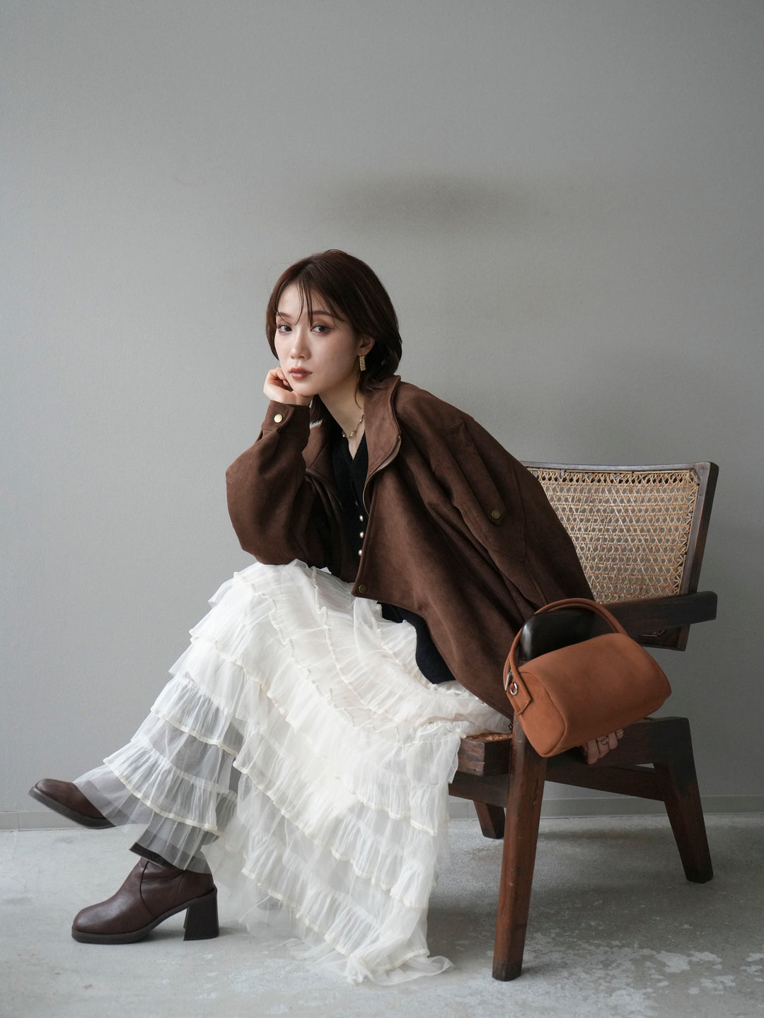 [予約]スエードライダースジャケット/ブラウン