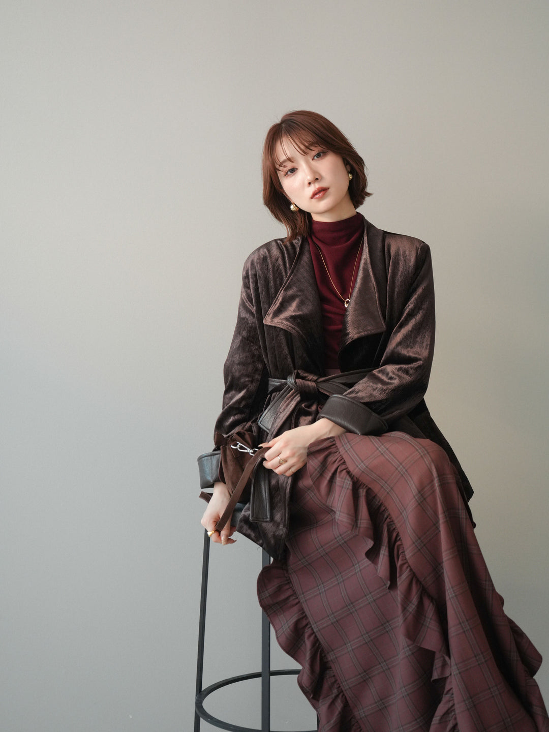 [20%オフ]ベロアガウンジャケット/brown