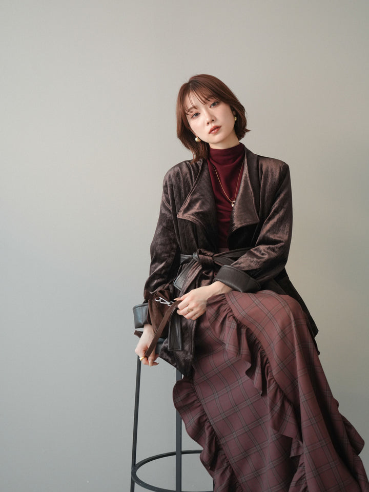 [20%オフ]ベロアガウンジャケット/brown