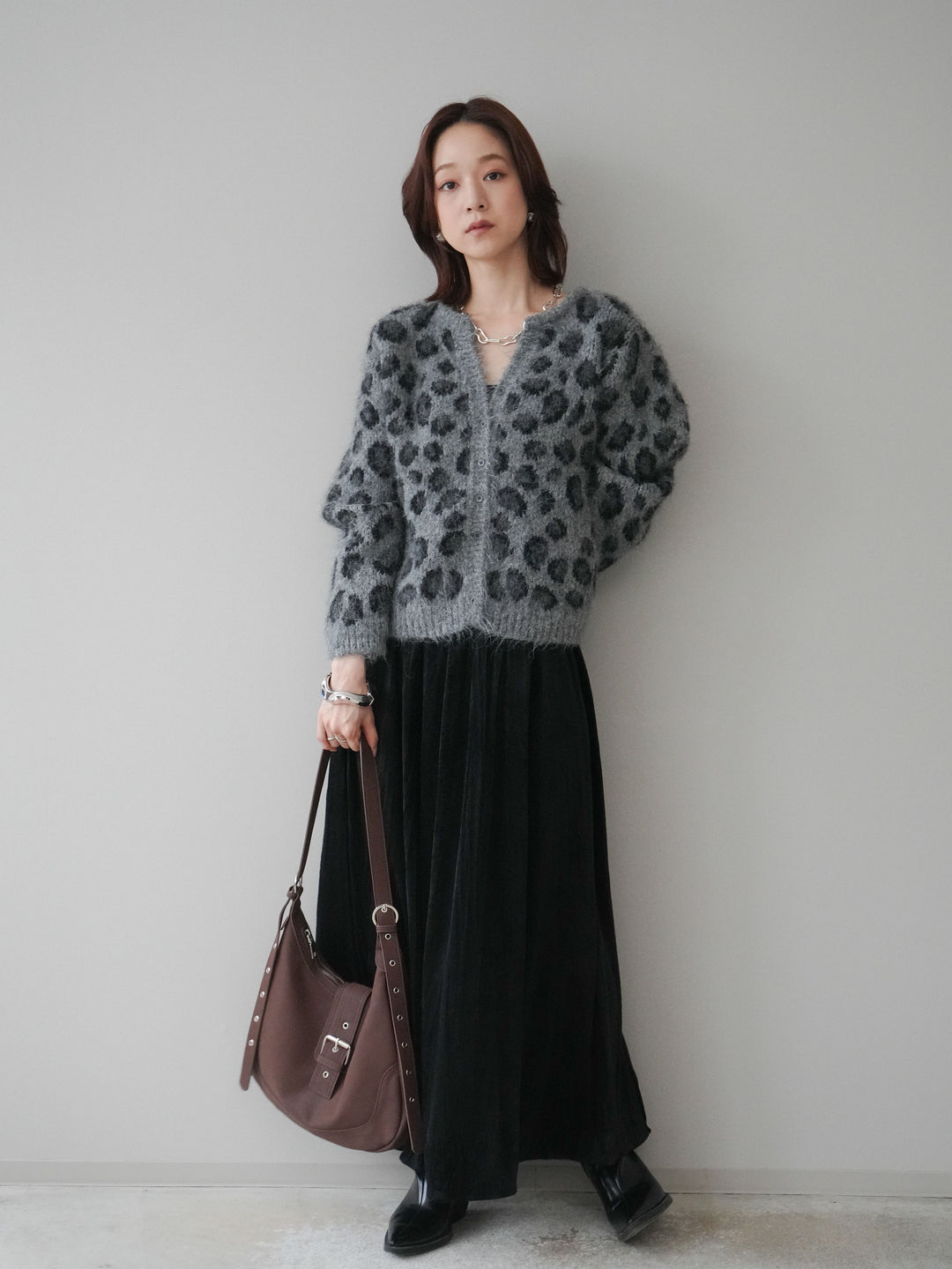 [予約]ワッシャーベロアプリーツスカート/black