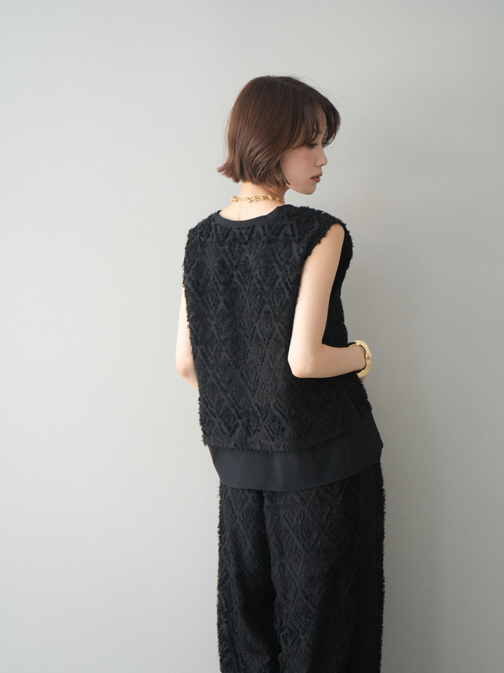 [SET]フリンジレイヤードVネックノースリーブ+フリンジレイヤードVネックノースリーブ(2set)