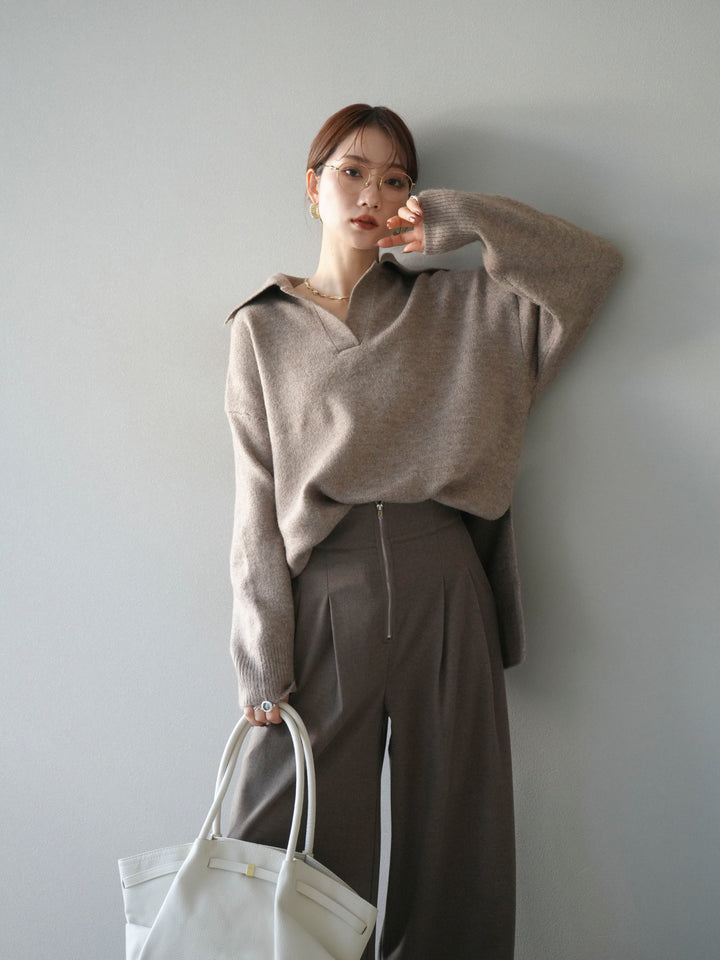 [SET]スキッパーオーバーニットプルオーバー+選べるアクセセット(2set)