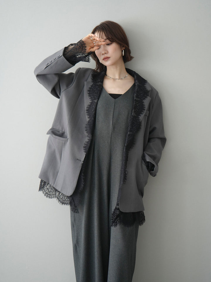 [予約]レースドッキングオーバージャケット/gray