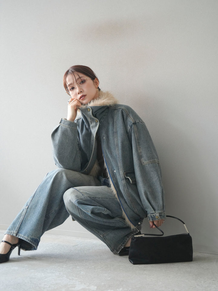 [SET]デニムxファーブルゾン+選べるアクセセット(2set)