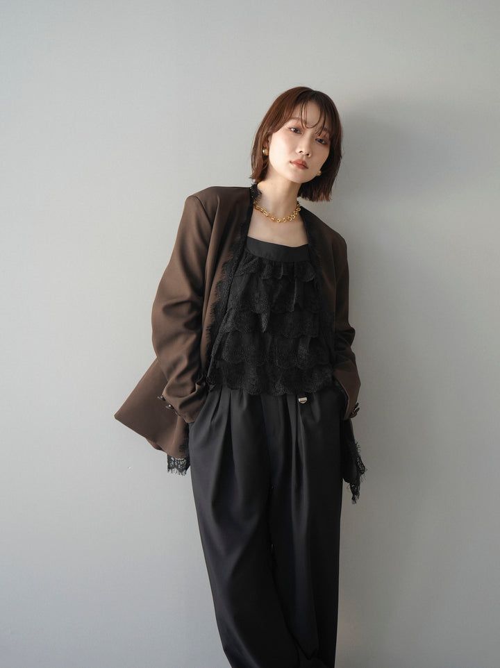 [SET]ノーカラーレースジャケット+選べるアクセセット(2set)