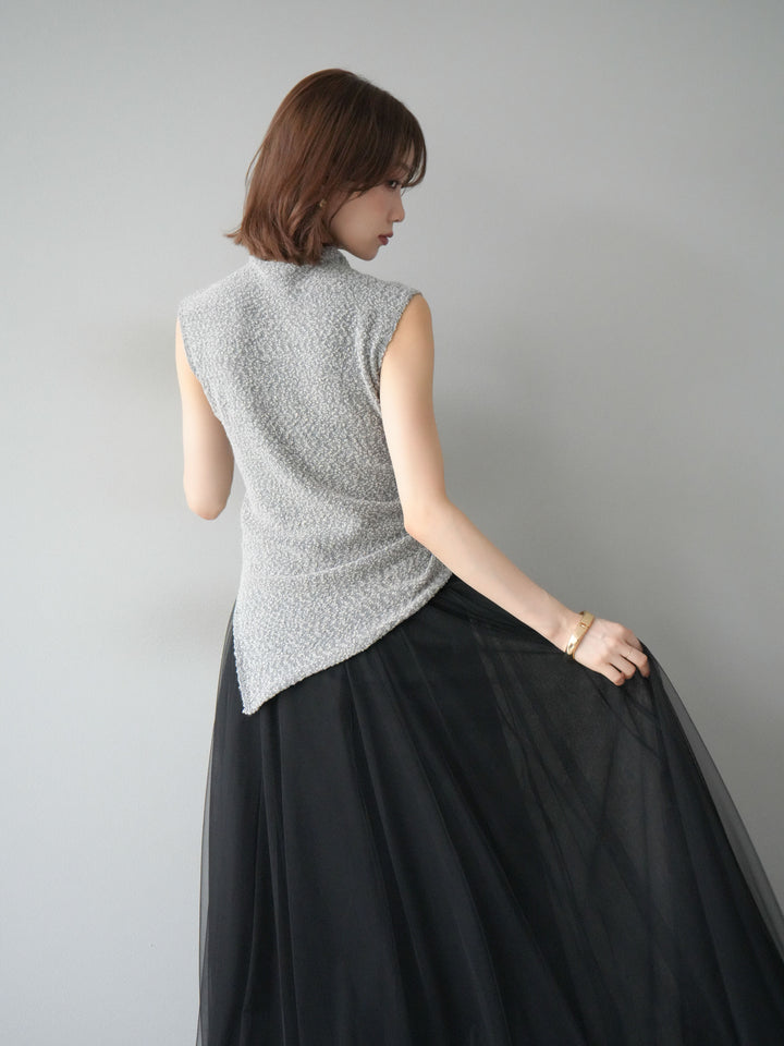 [予約]ブークレアシメニットノースリーブトップス/グレー