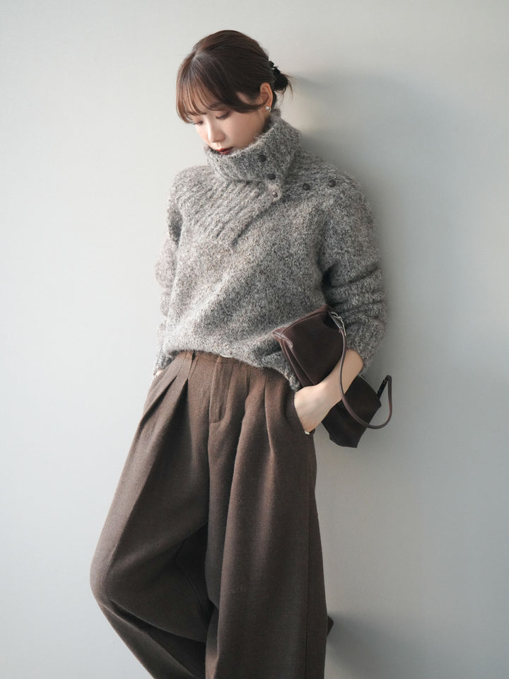 [予約]ネック付MIXニットアンサンブル/brown