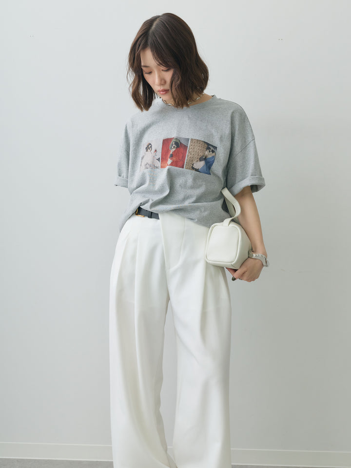 [SET]スリードッグフォトボックスTEE+アシンメトリーベルトタックワイドパンツ(2set)