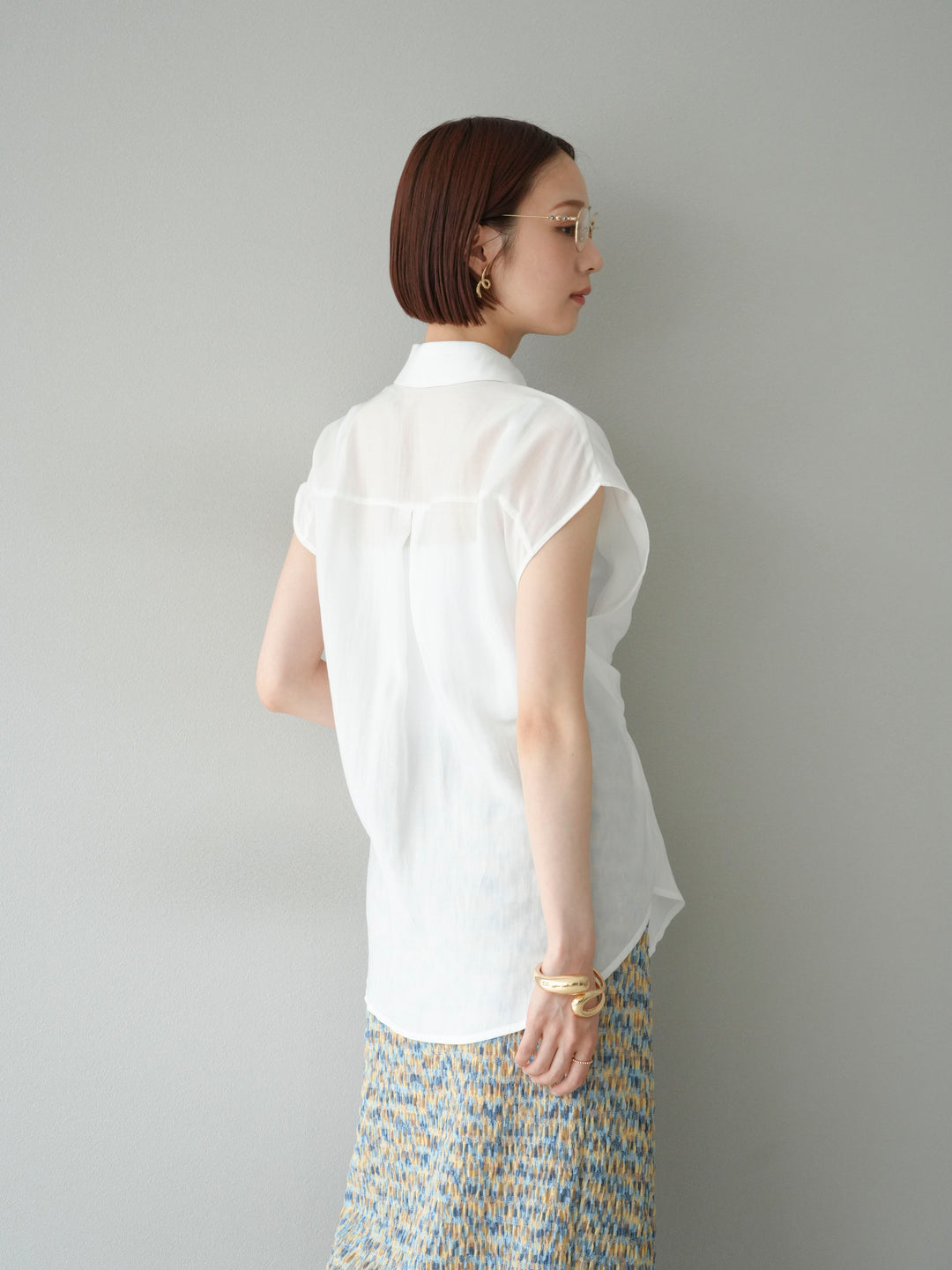 [SET]フロントタイシアーブラウス+マルチカラーランダムプリーツタイトスカート(2set)