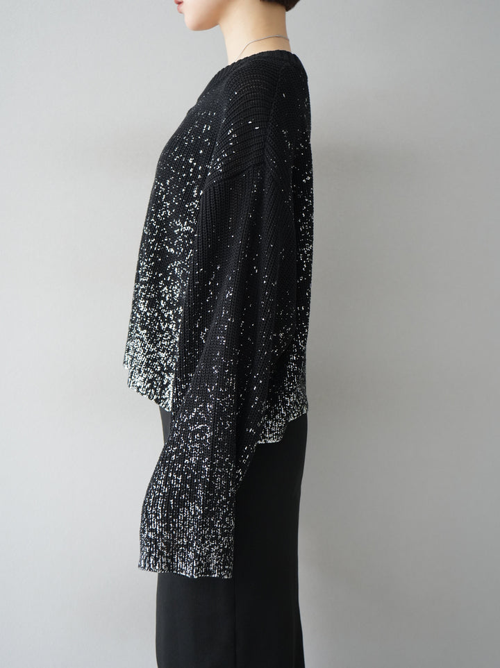[Pre-order] Foil Print Linen Touch Knit Pullover/Black
