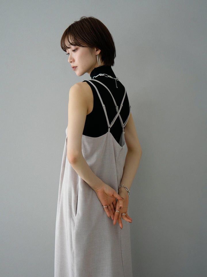 [SET] Design camisole dress + petite neck center seam sleeveless knit top (2set)
