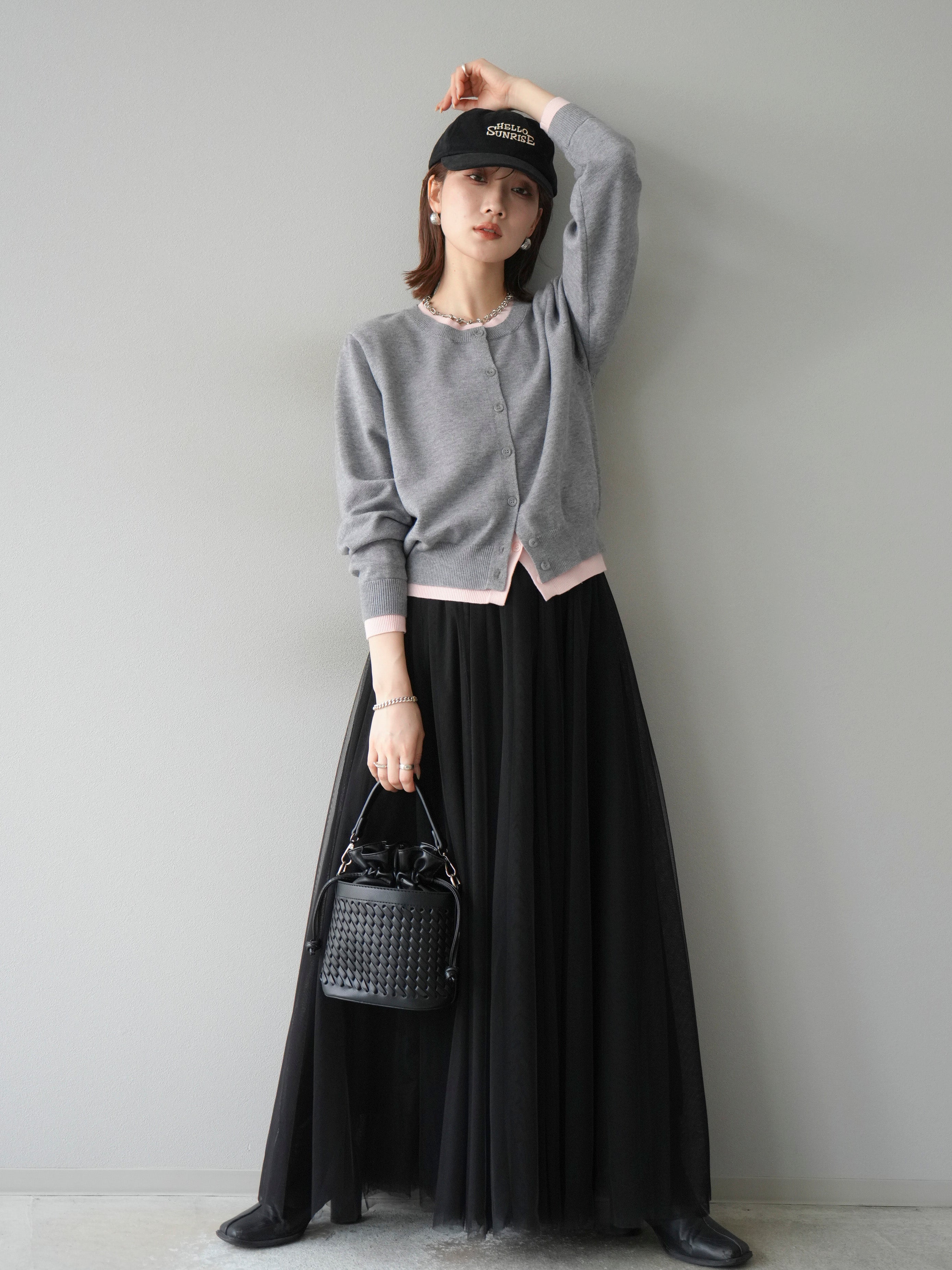 【美品】  LIMI feu / リミフゥ | モヘヤ レイヤード カーディガン | S | ブラック / グレー | レディース LIMI feu(リミフゥ) 09AW モヘア 変形 ロング ニット カーディガン