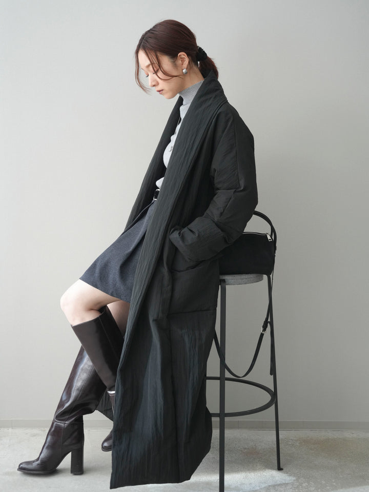 [SET]ロングダウンコート+ベルト付きタックミニスカート(2set)