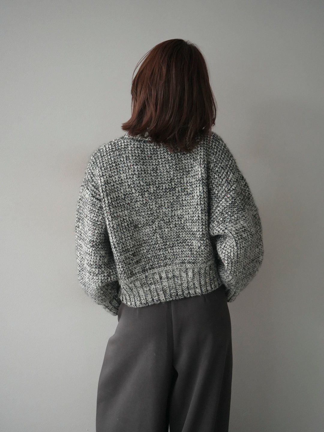 [予約]ボリュームスリーブミックスネップニットプルオーバー/gray