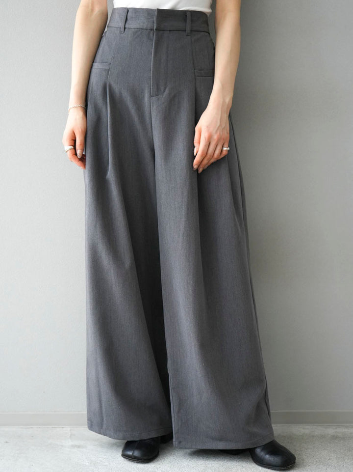 [Pre-order] Polyester double tuck wide pants/gray