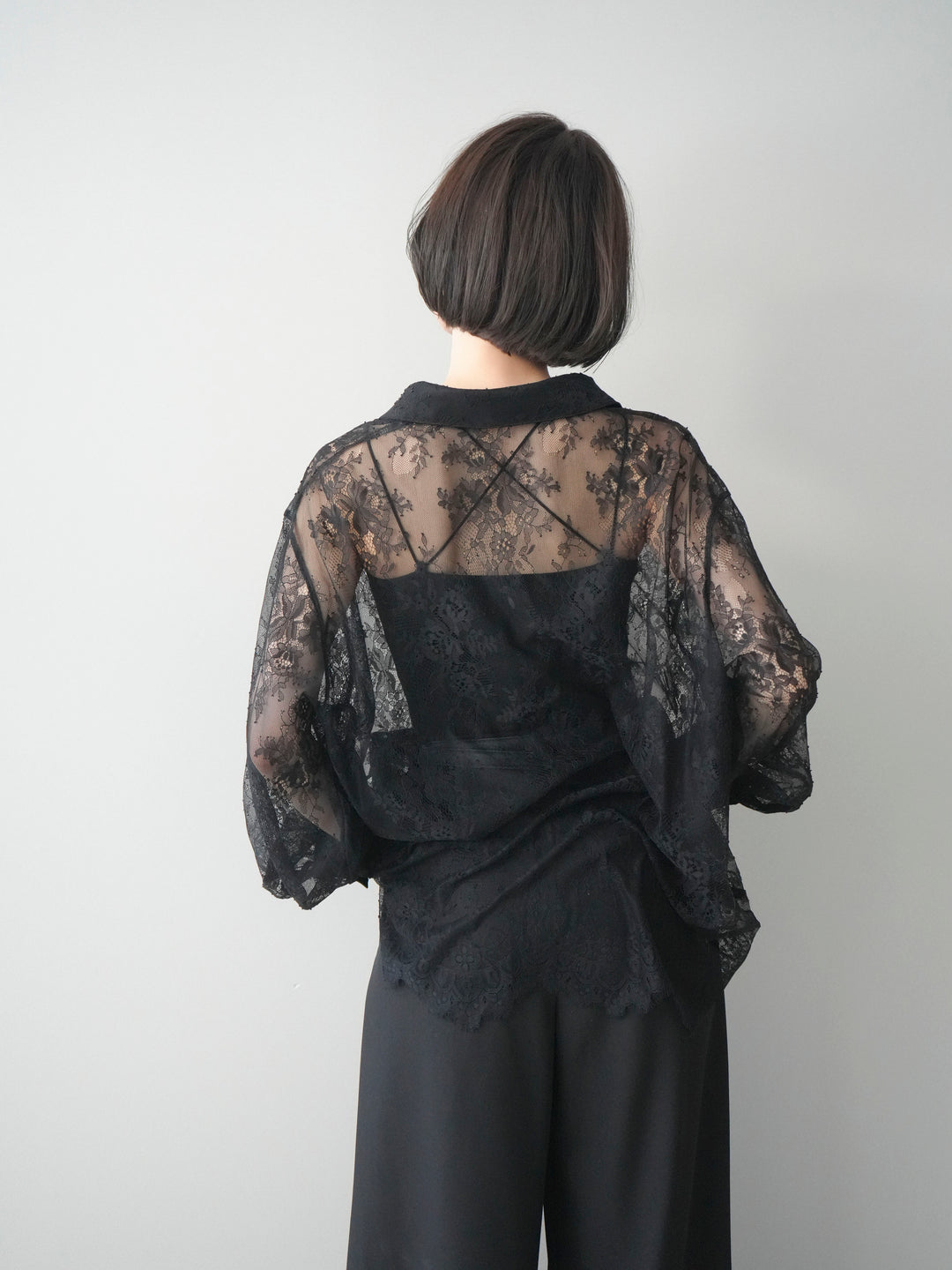 [SET]総レースボリュームスリーブシャツ+総レースボリュームスリーブシャツ(2set)