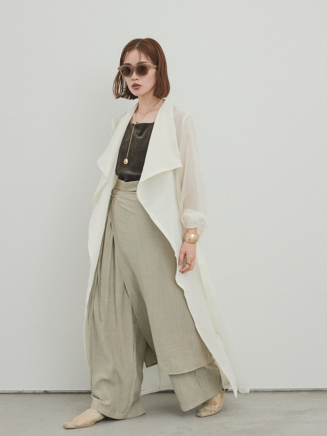 [SET] 方形天鵝絨背心 + 透視長版夾克（2 套）