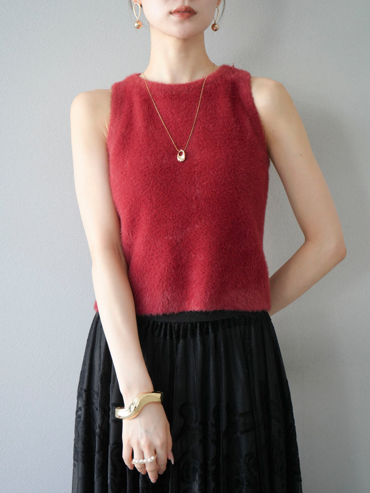 [予約]シャギーニットタンクトップ/レッド