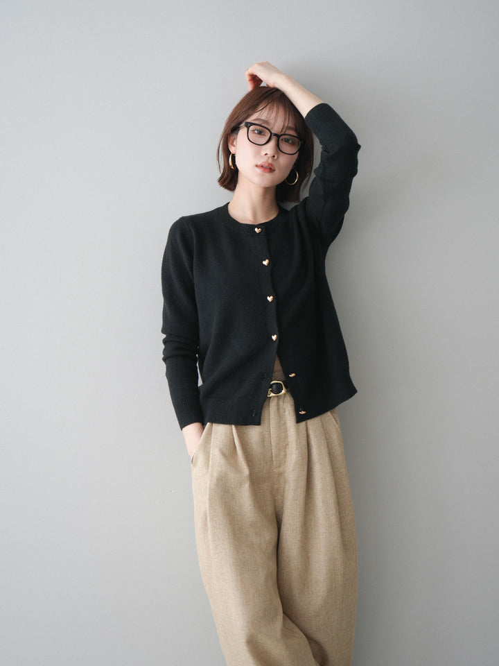 [SET]ハートボタンニットカーディガン+ハートボタンニットカーディガン(2set)