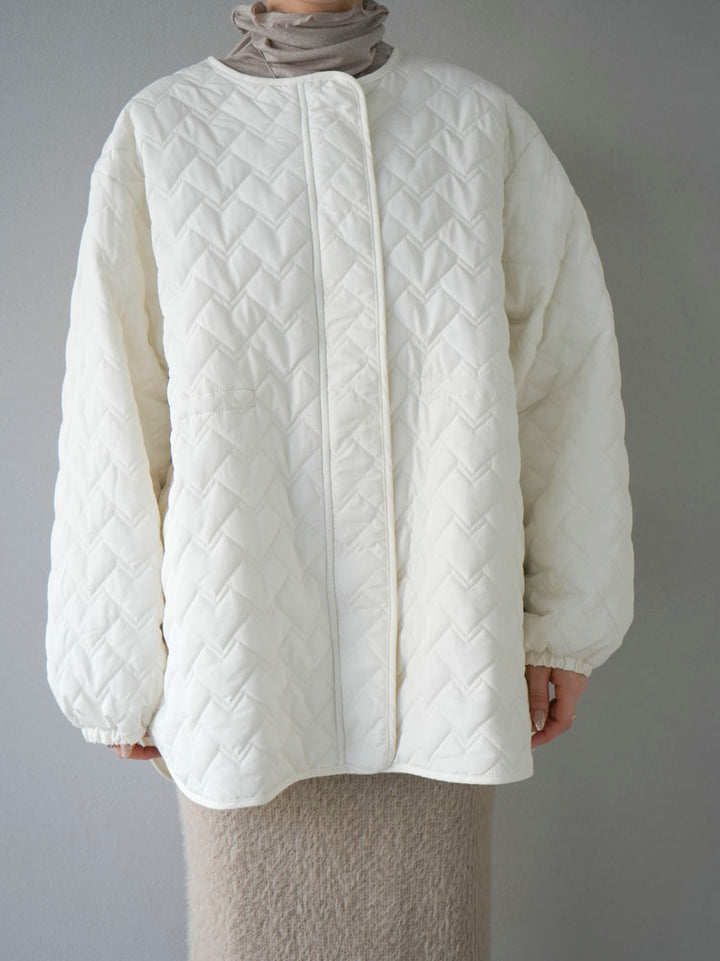 [Pre-order] Geometric quilted drawstring design jacket/ivory