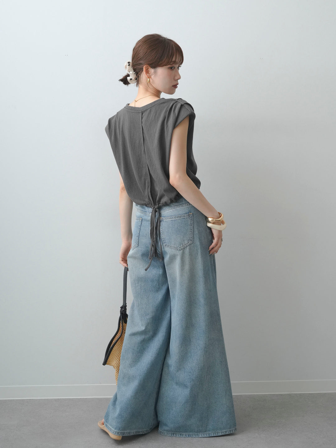 [SET]ヴィンテージロゴドロストTEE+ショルダータックノースリーブオーバーTEE(2set)
