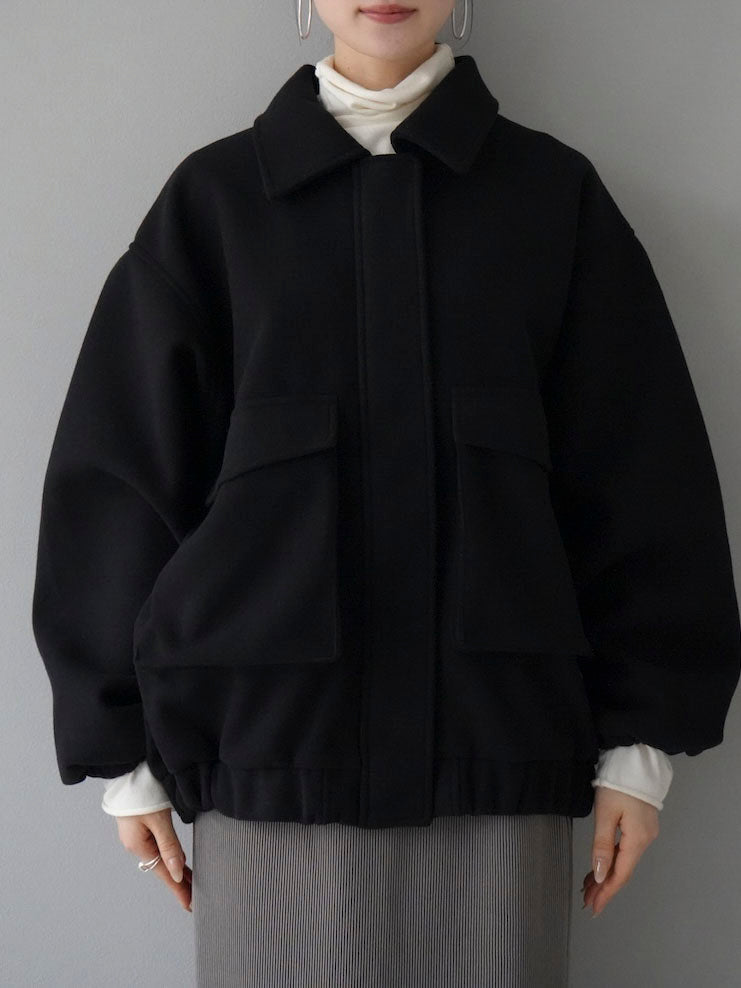 [Pre-order] Faux wool pocket zip blouson/black