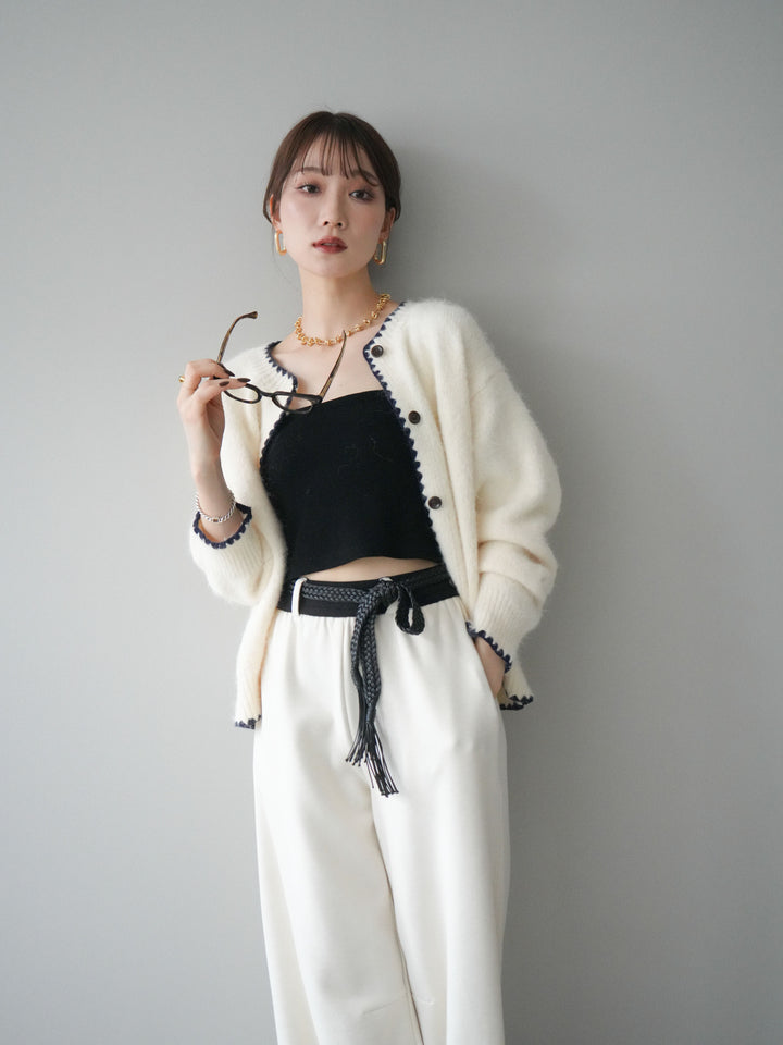 [SET]三角ステッチニットカーディガン+三角ステッチニットカーディガン(2set)