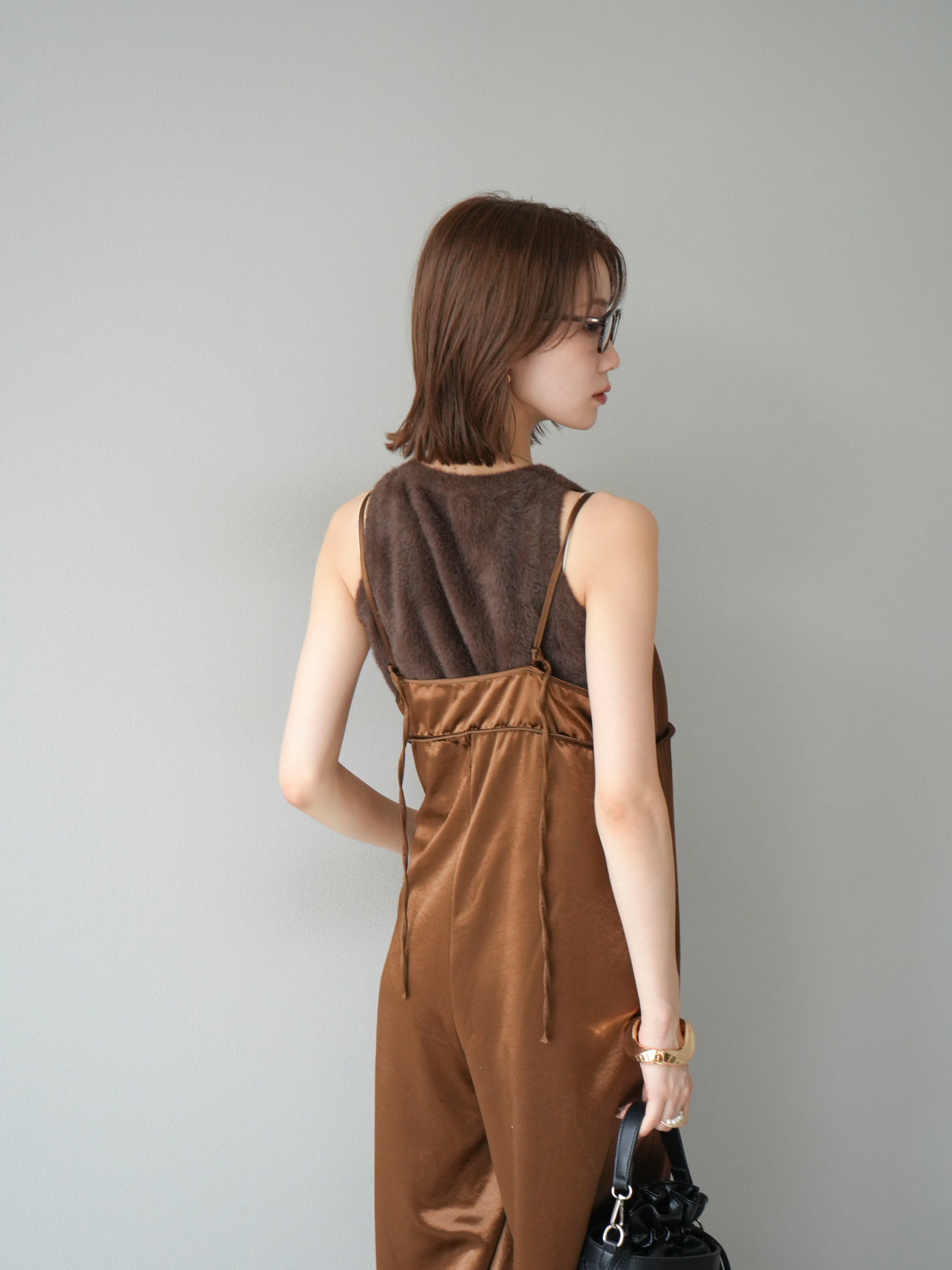 予約]サテンビスチェオールインワン/ブラウン – Lumier