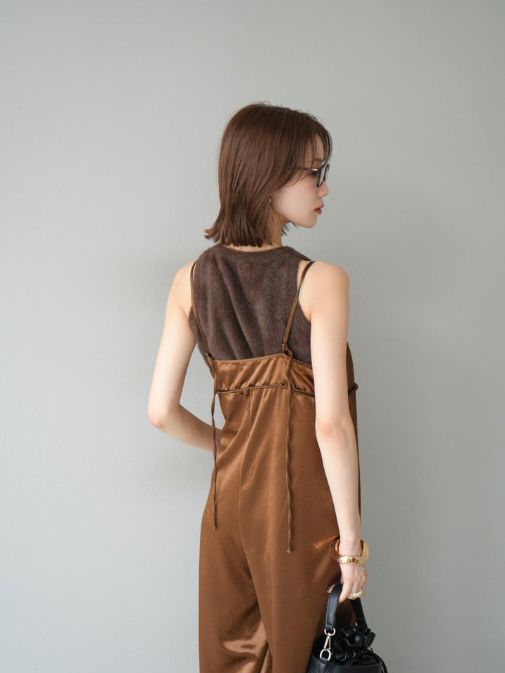 [予約]サテンビスチェオールインワン/ブラウン