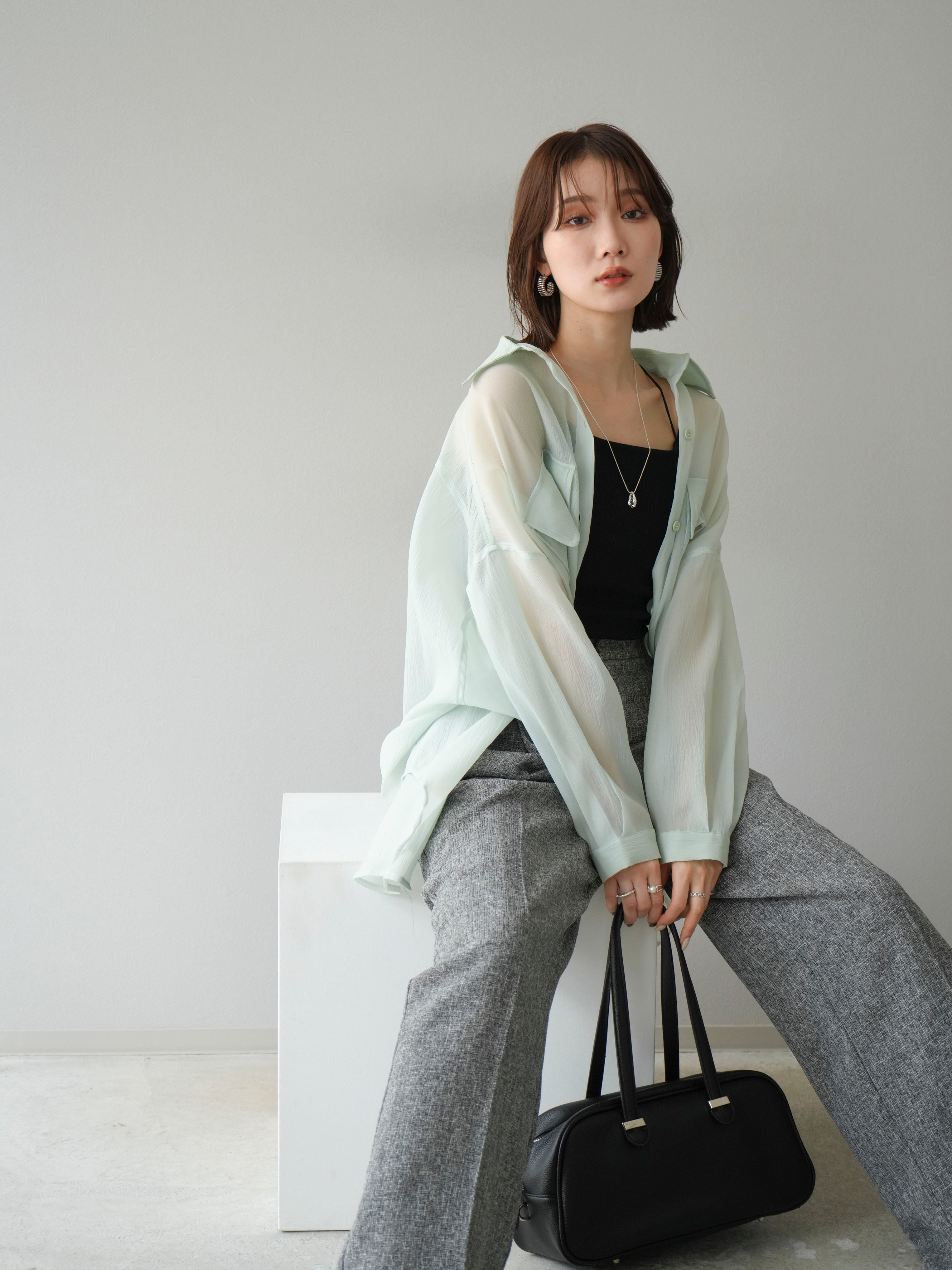 予約]BIGポケットオーバーシアーシャツ/ミント – Lumier