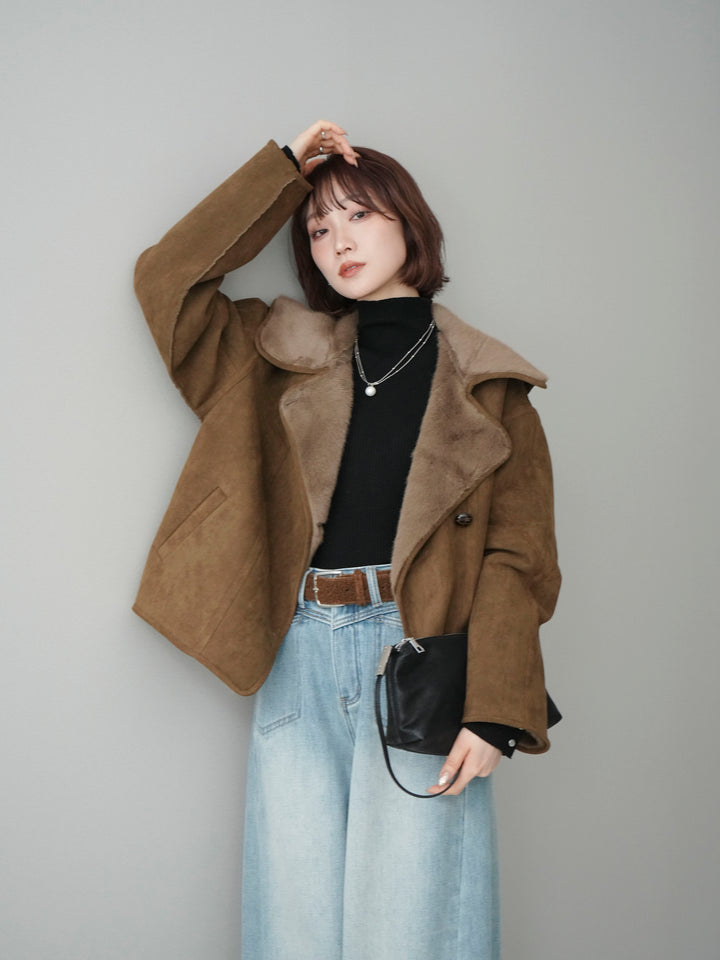 [SET]ムートンショートジャケット+選べるアクセセット(2set)