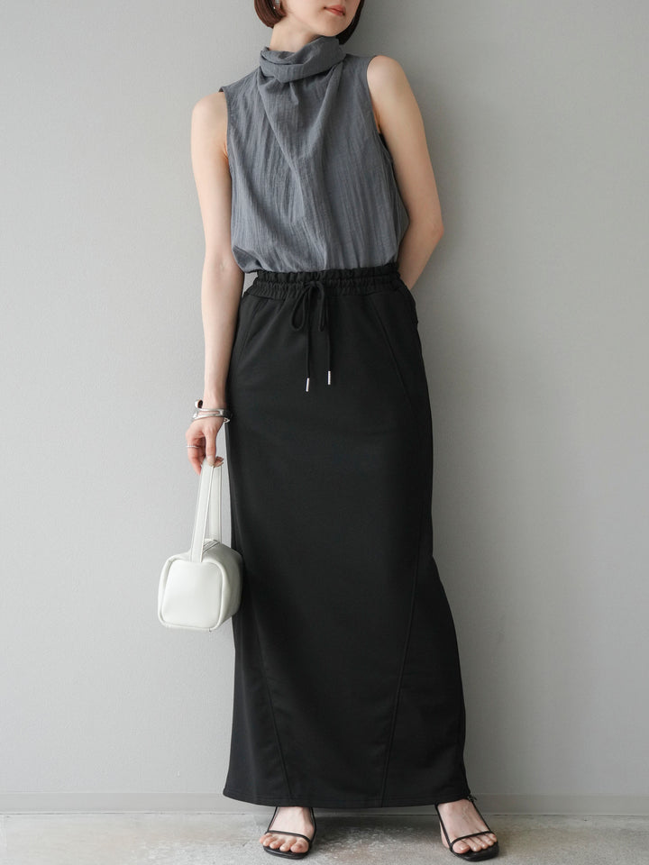 [予約]バックタイノースリーブブラウス/グレー