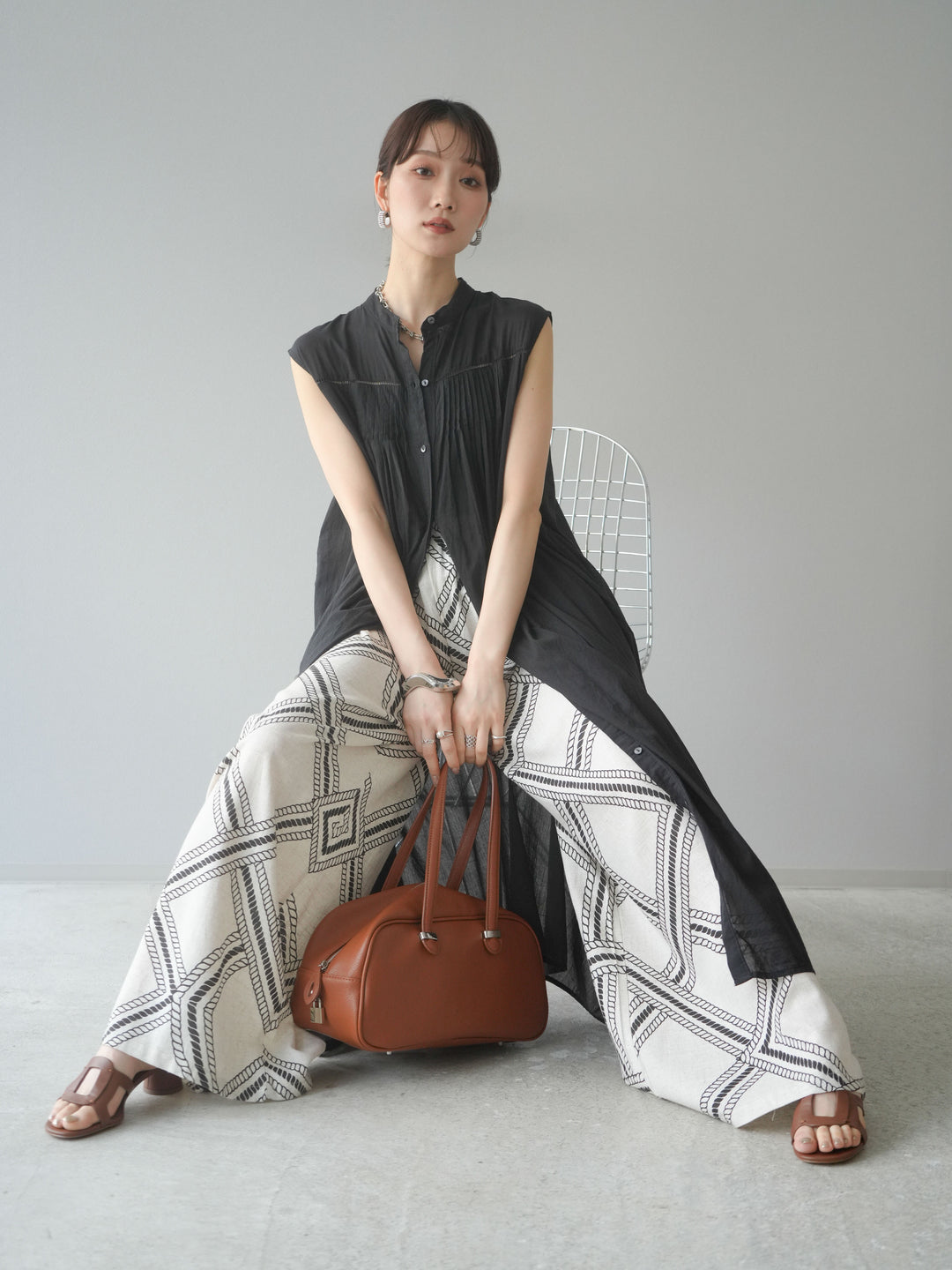 [予約]インド製コットンボイルワンピース/ブラック