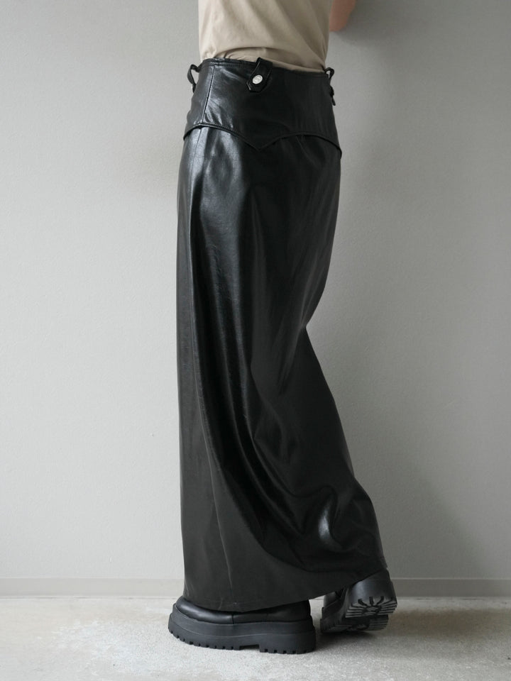 [予約]ベルトデザインレザータッチZIPタイトスカート/ブラック