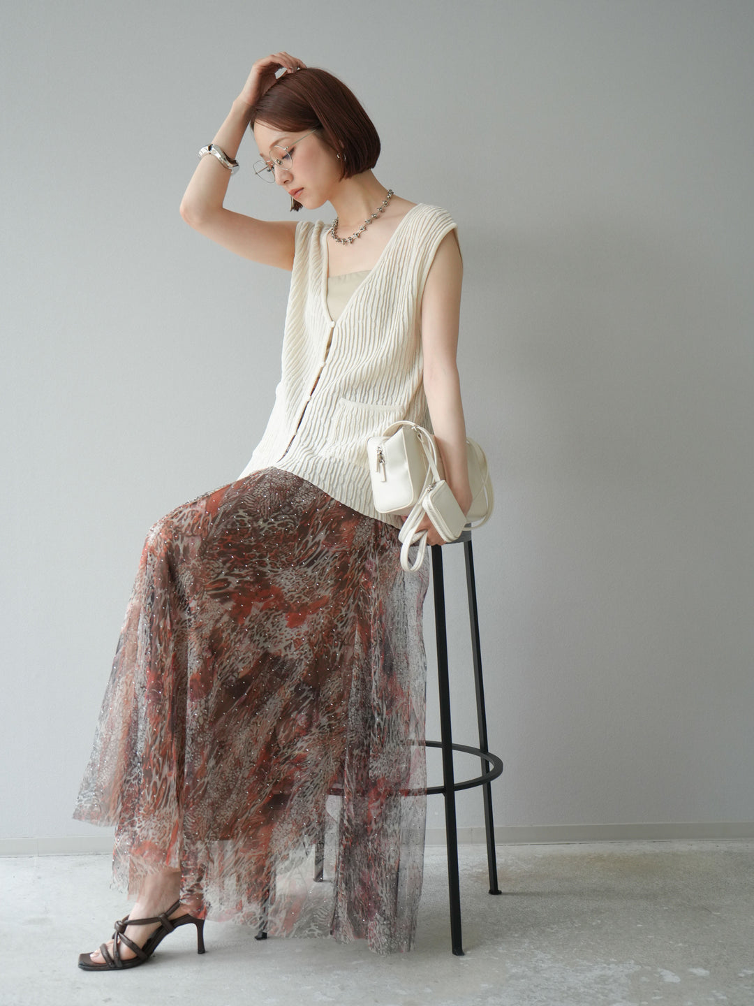 【預購】波浪夏季針織背心/米白色