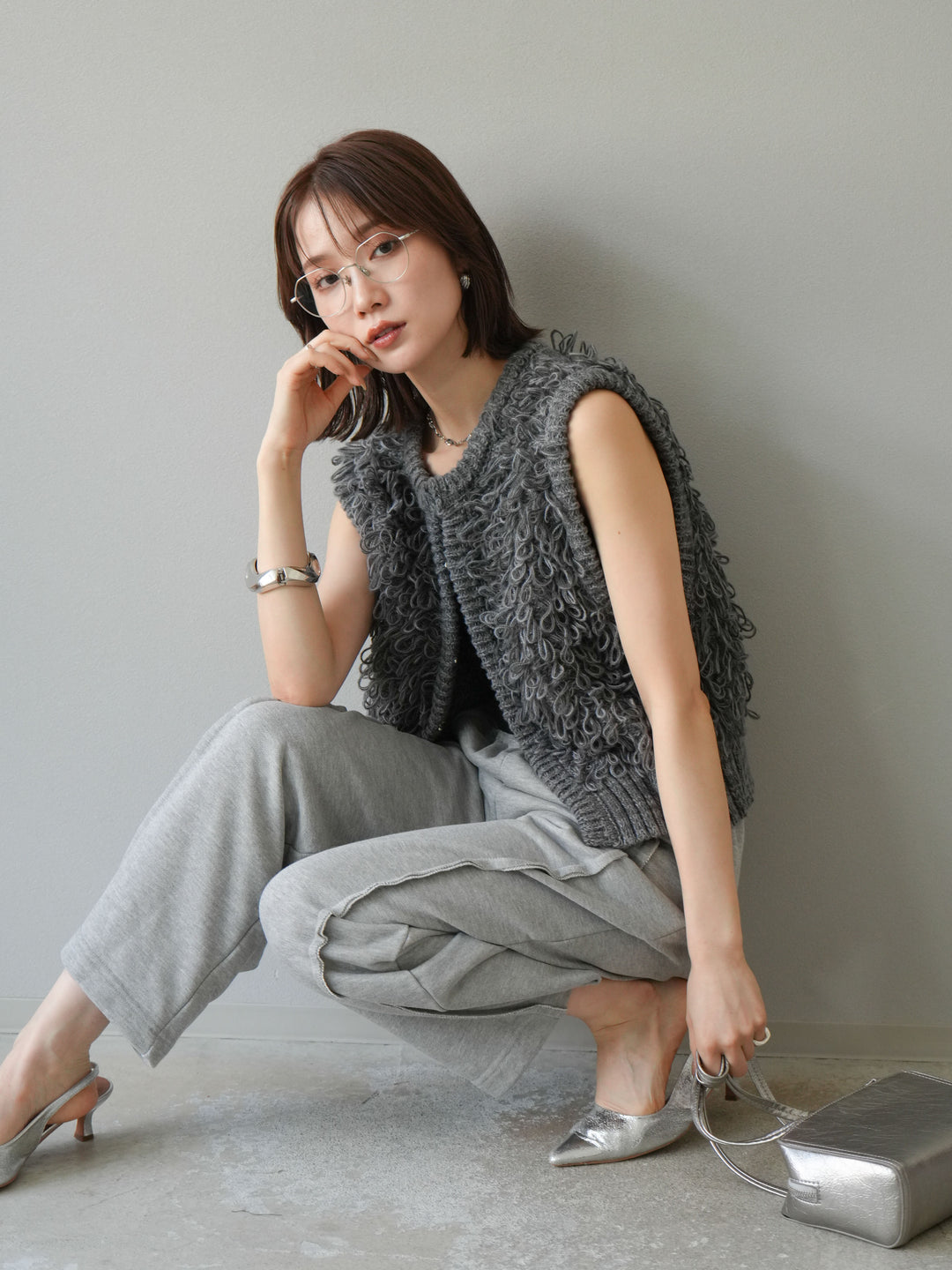 [予約]ループデザインホックベスト /チャコール