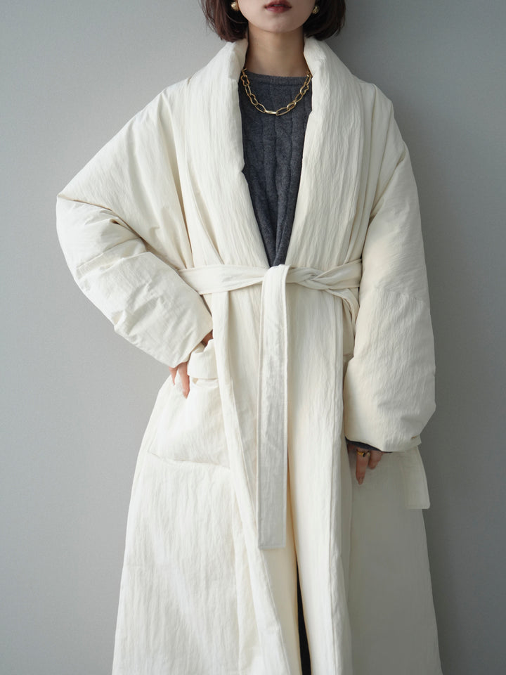 [SET]ストール付ケーブルニットプルオーバー&ロングスカートSET UP+ロングダウンコート(2set)