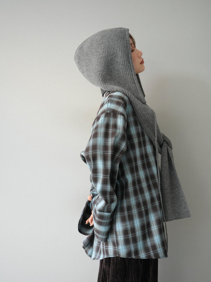 [予約]フードニットマフラー/チャコール