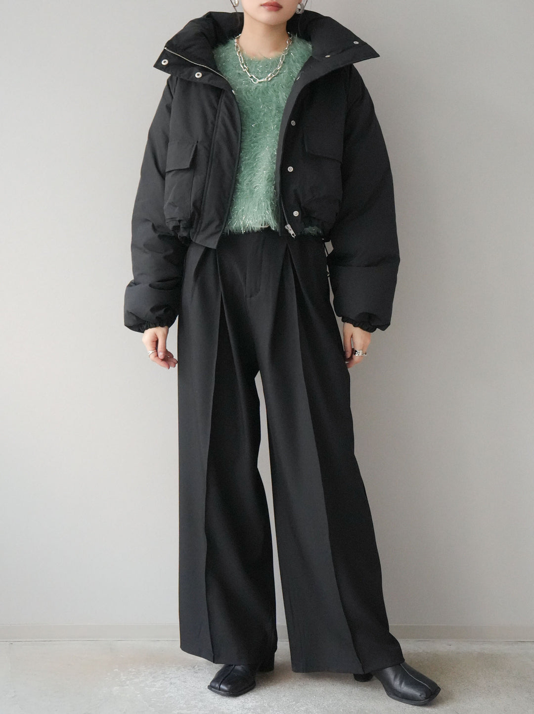 [予約]ファイバーダウンショートブルゾン/ブラック