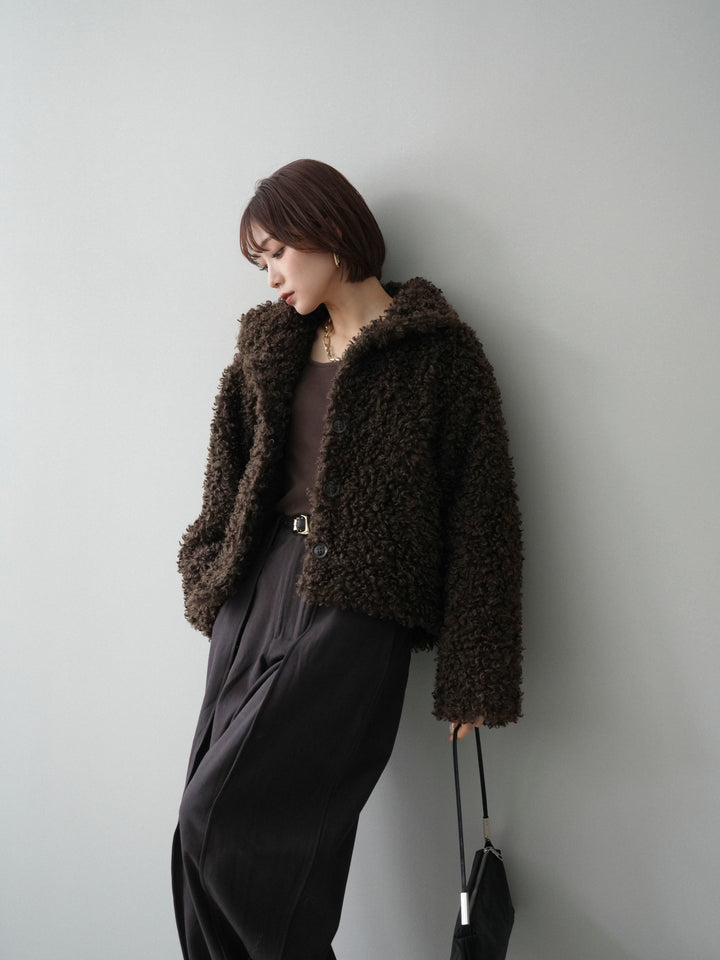 [予約]プードルファーミドルスタンドブルゾン/brown