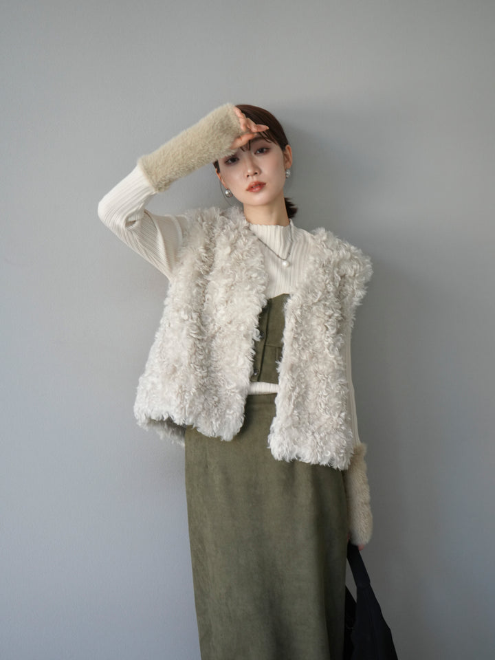 [予約]プードルファーショートベスト/エクリュ