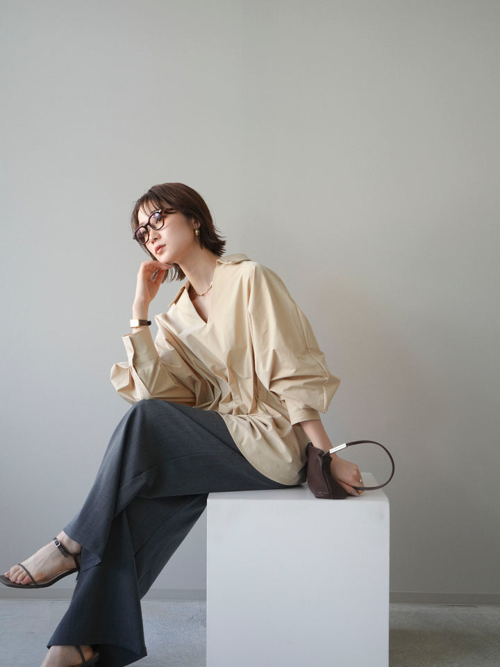 [予約]ウエストギャザースキッパーシャツ/beige