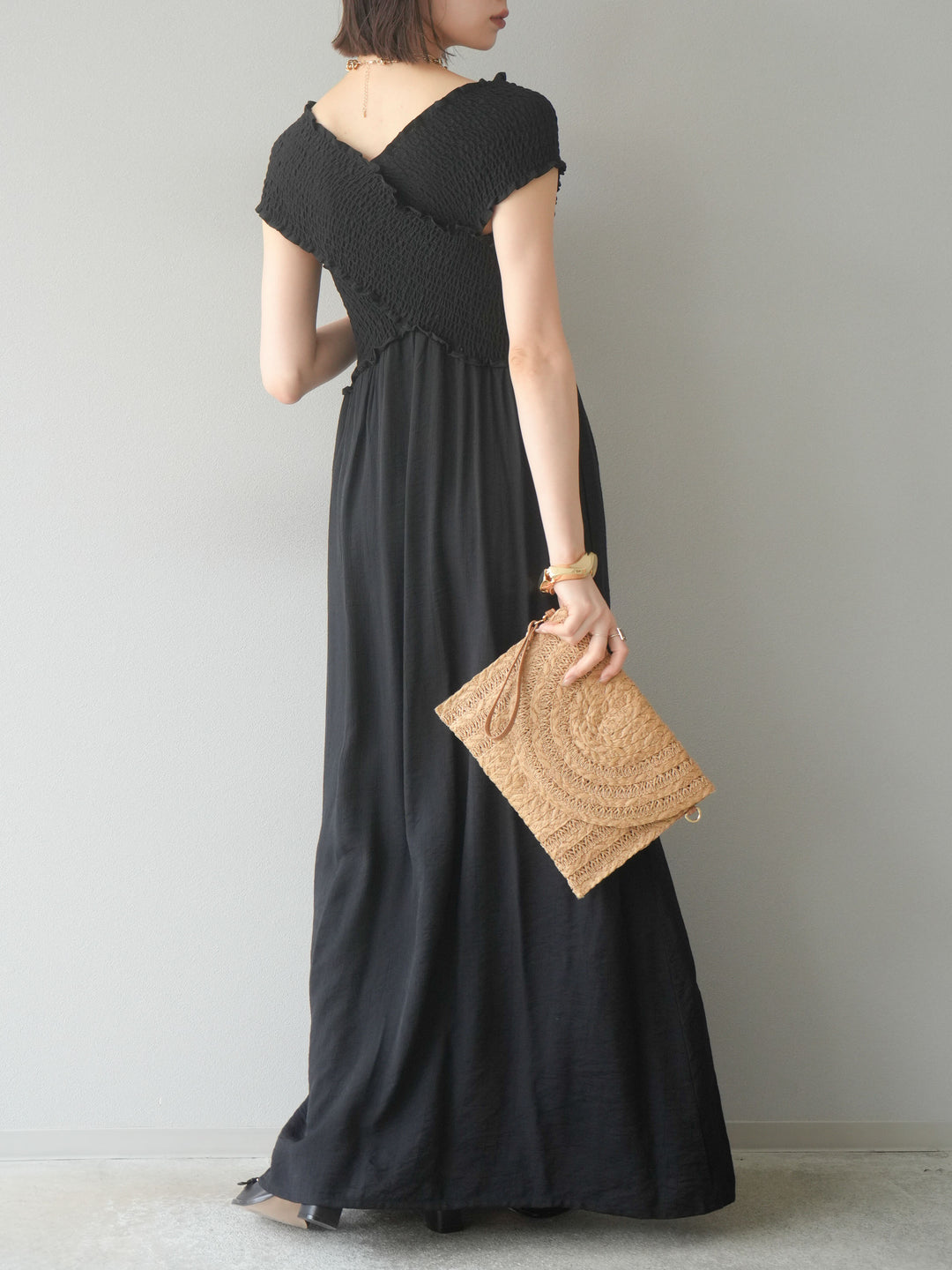 [SET]シャーリングクロスワンピース+シャーリングクロスワンピース(2set)