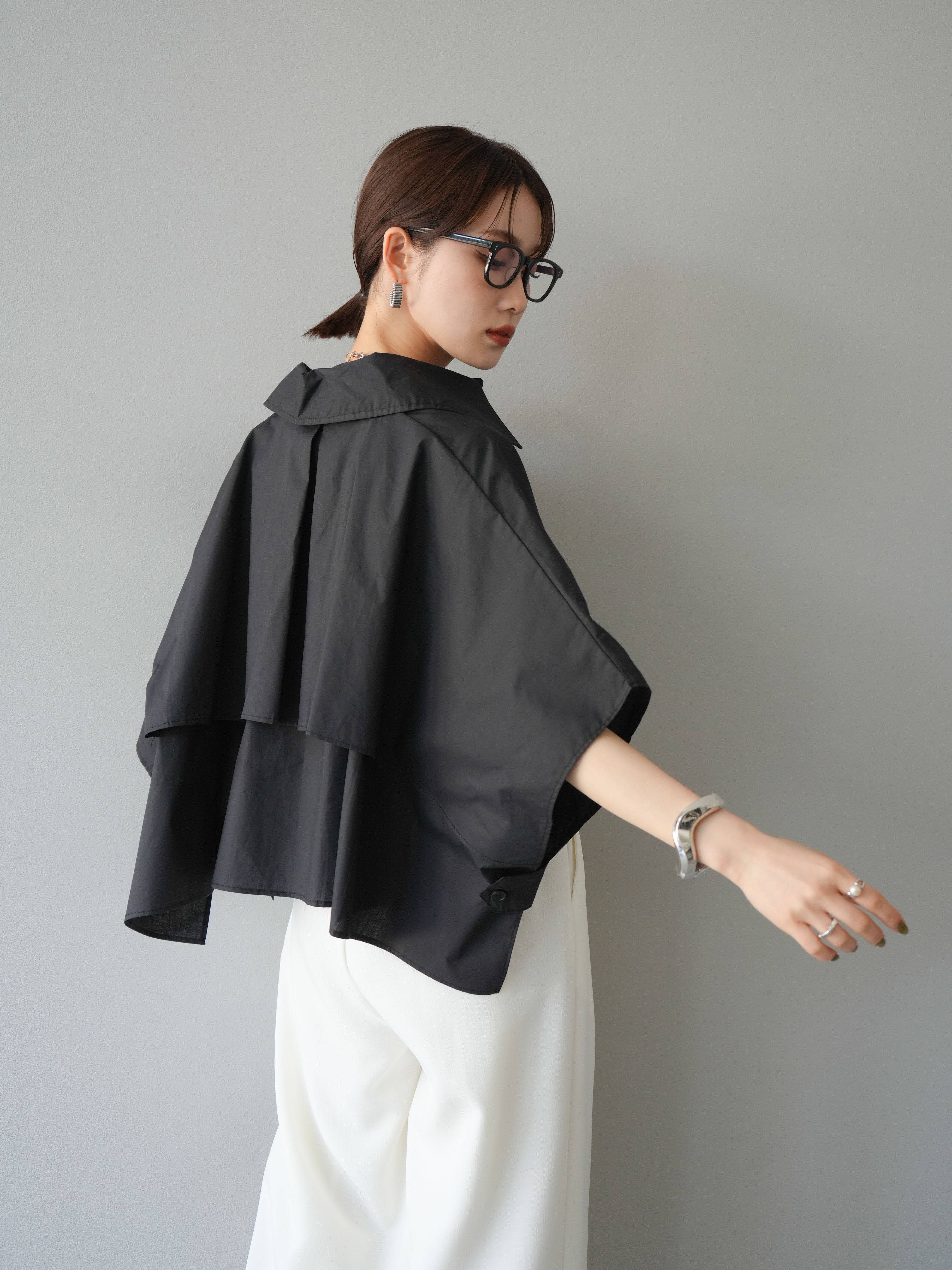 予約]ポンチョショートシャツ/ブラック – Lumier
