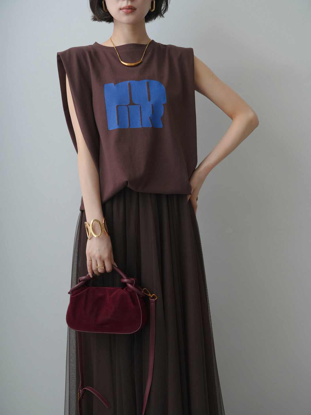 [先行販売！]ショルダータックノースリーブオーバーTEE+ショルダータックノースリーブオーバーTEE(2set)