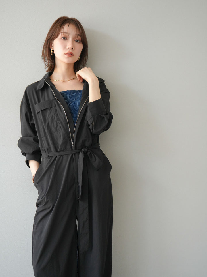 [予約]ナイロンジャンプスーツ/ブラック