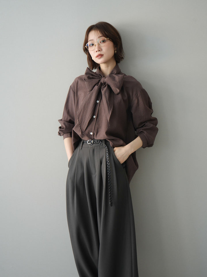 [予約]シアーボウタイブラウス/brown