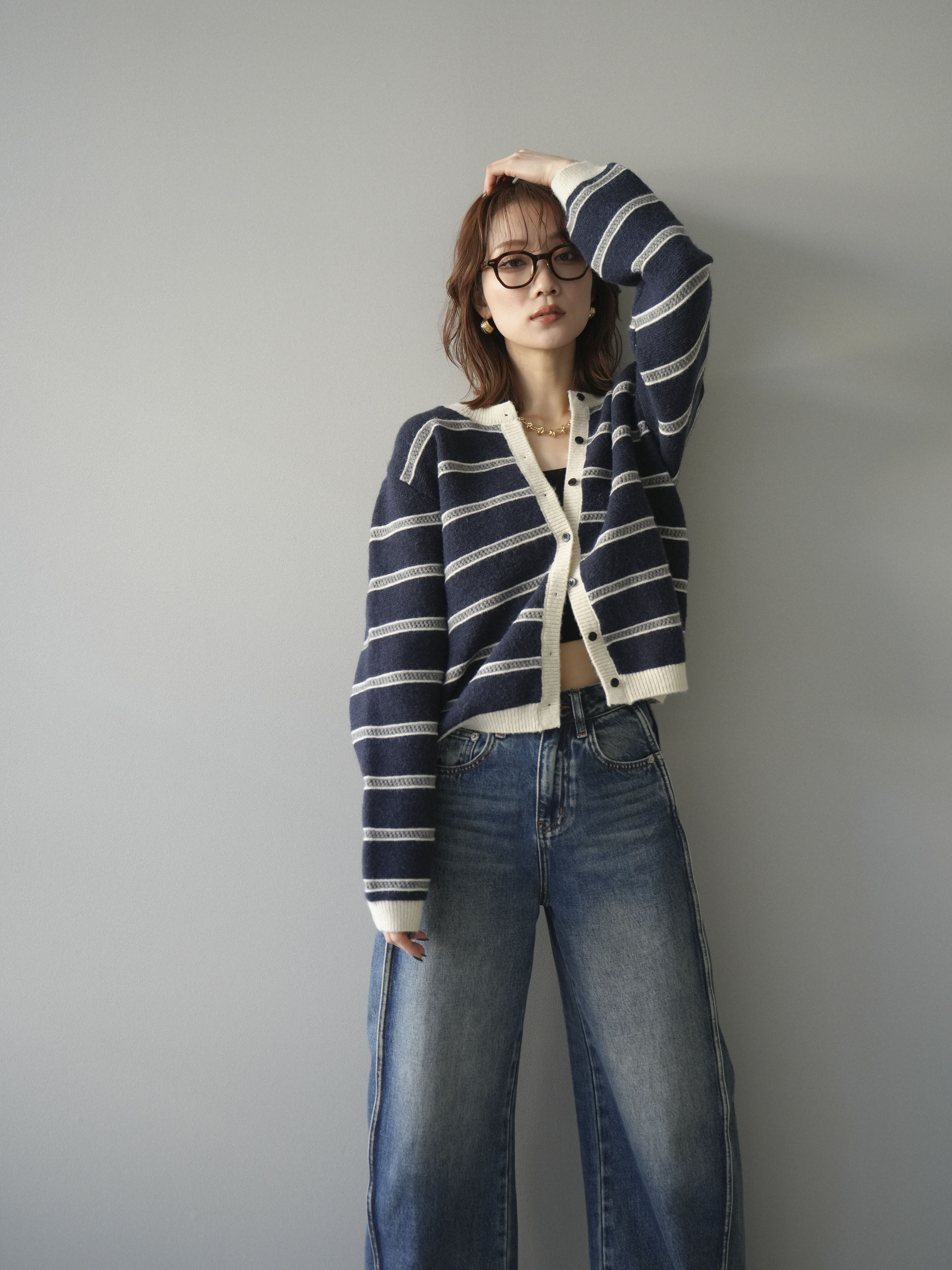 kolor ボーダー カーディガン size 3 navy white 予約]配色ボーダーニットカーディガン/navy – Lumier