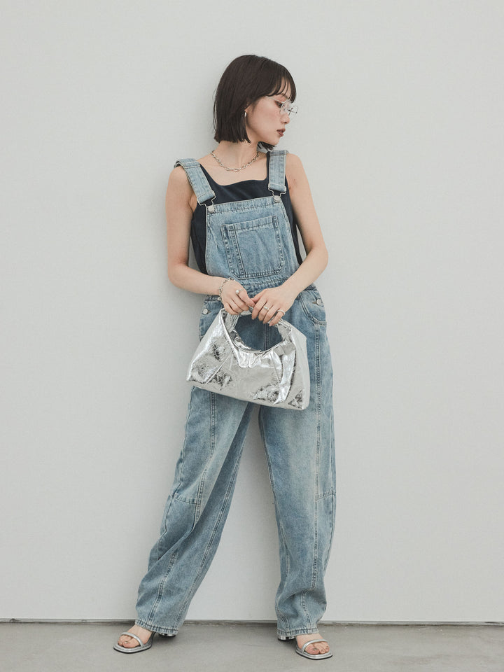 [予約]センターシームデニムサロペット /ライトブルー